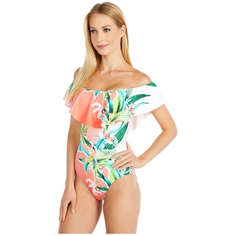 Tropical Off-Shoulder Swimsuit